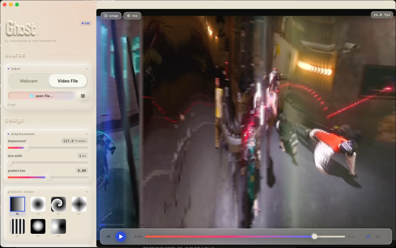 GHOST app interface on macOS